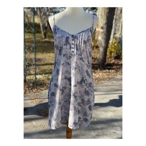 DKNY Jeans Watercolor Shift Dress XL Spaghetti Straps Pockets